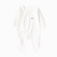thumbnail image 1 of enyan Newborn Boy Girl Outfits Footie Pajamas Baby Boy Cotton Footed Long Sleeve Jumpsuit with Mitten Cuffs Toddler Boy Girl Clothes（White,0-1 Months）, 1 of 3