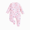 thumbnail image 1 of enyan Newborn Boy Girl Outfits Newborn Footie Pajamas Zip Front Long Sleeve Comfortable Solid Color Romper Jumpsuit Newborn Boys Girls Pjs（Pink,0-3 Months）, 1 of 4
