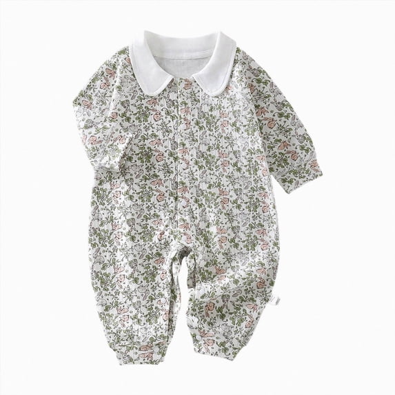enyan Newborn Boy Outfits Infant Boys' Sleepwear Long Sleeve Button One-Piece Cute Fall Winter Jumpsuit Toddler Clothes(Silver,0-3 Months)