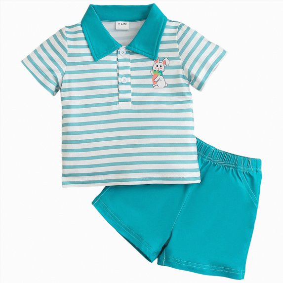enyan Newborn Boy Outfits Suits Sleeve Color Matching Tri Color Tops Shorts Set Toddler Boy Clothes,Light Green,12-18 Months