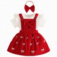 thumbnail image 1 of enyan Newborn Girl Clothes 0M 3M 6M 12M 18M Summer Clothes Set Short Sleeve Romper Overall Dress With Headband Set Clothes for Baby Girl Red,9-12 Months, 1 of 7