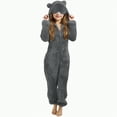 thumbnail image 1 of enyan Onesie Kids Fleece Jumpsuits Fuzzy Bear Hooded Kids Zip up One Piece Soft Fluffy Warm Rompers Cute Winter Preppy Clothes (Dark Gray,8-9 Years), 1 of 3