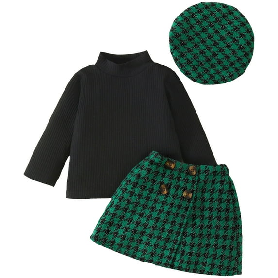 enyan Outfits for Girls Girls Clothes Baby Girl Clothes Dresses Fall Winter Outfits Plaid Dress Cute Dresses Green,6-9 Months