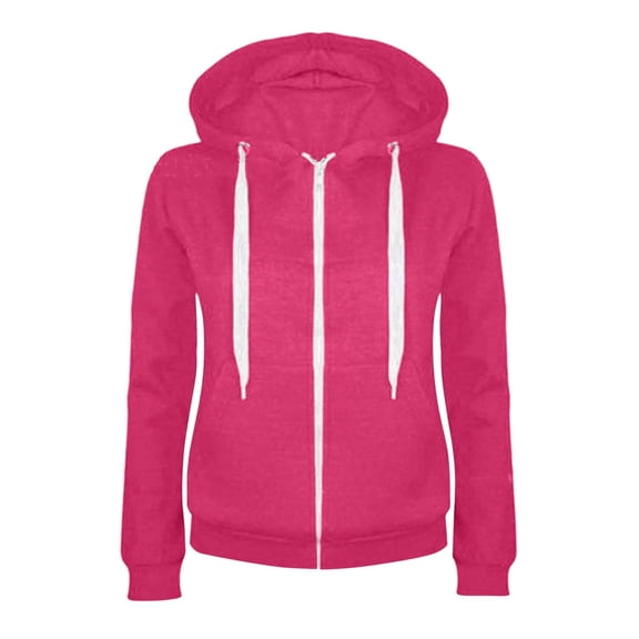 enyan Oversized Zip Up Hoodie Zip Up Hoodies Y2K Hoodies Long Sleeve Fall Oversized Sweatshirts Jacket with Pocket 2025 Winter Clothes Hot Pink,L