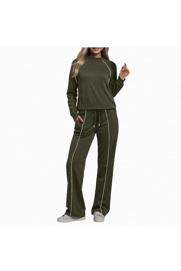 Petite Lounge Sets for Women 2 Piece Lounge Sweat Sets Fall Fashion Matching Sweatsuits Wide Leg Pants Travel Outfit Winter Clothes AG,XXL