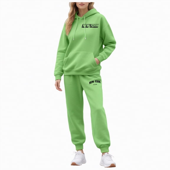 enyan Petite Lounge Sets for Women Women's 2 Piece Outfits Fall Sweatsuits Hoodies Wide Leg Sweatpants Tracksuits Lounge Matching Sets Light Green,M
