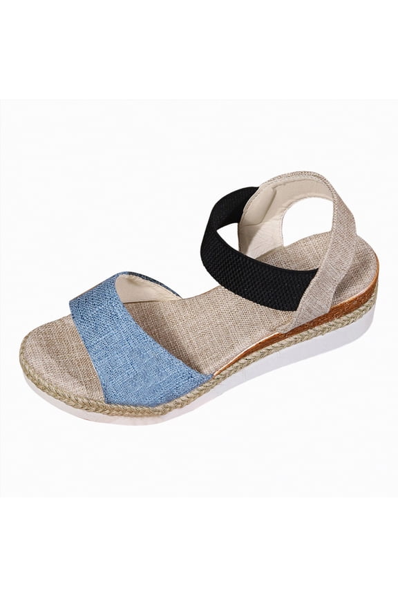 Platform Flip Flops Platform Sandals Women – Strappy Wedges with Comfortable Plush & Soft Insole – Lightweight & Non Slip Platform Sandals for Women 2026,Sky Blue,Size 8