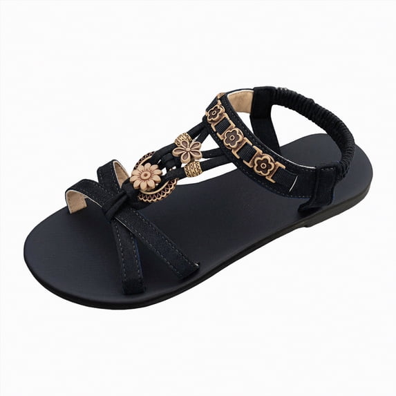 enyan Platform Slip on Sandals for Women Summer Wedges Slides -Flatform, Open Toe, Bohemia, Beach, Wedding White Sandals,Black,Size 6.5