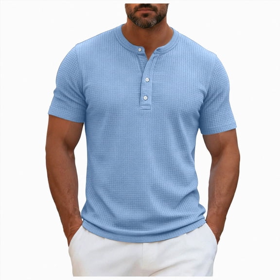 enyan Polo Shirts for Men,Men's T Shirt Short Sleeve Cotton Blend T-Shirts Crew Neck Casual Summer Basic Tee Shirts (Sky Blue,S)