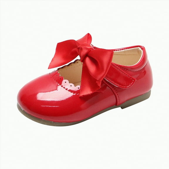 enyan Princess Flats Shoes for Little Girls Birthday Party Toddler Dress Shoes(Red,5.5)