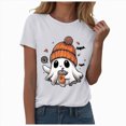 thumbnail image 1 of enyan Pumpkin Printed Cute T Shirts Orange Graphic Tops Fall Tee Fashion Halloween Women'sT-Shirts White,S, 1 of 5