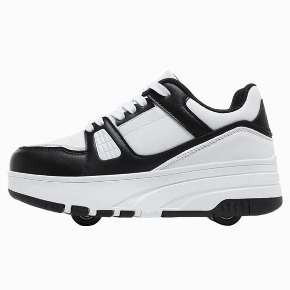 enyan Roller Skate Shoes for Kids Girls Boys Detachable Wheeled Fashion Sneakers (Little Kid/Big Kid) Black,6