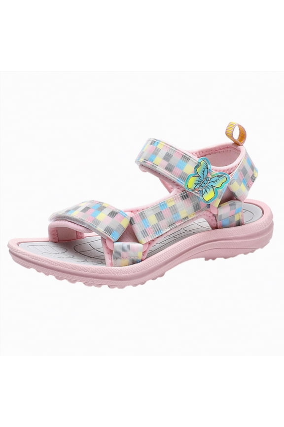 Sandals For Toddler Girls Kids Sandals Boys Girls Slide Summer Non-slip Toddler Slippers with Adjustable Straps for Indoor & Outdoor,Pink,Size 11