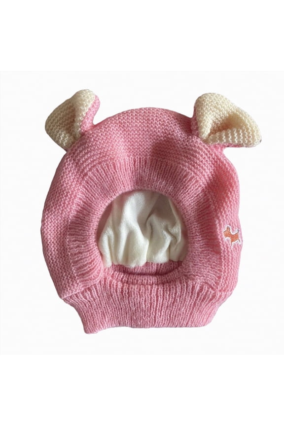 Scarf Woolen Earflap Hood Warm Skull Knit Caps,Crochet Earflap Pilot Hats Beanie Cap for Toddlers Baby Girls and Boys,Pink,6-36 Months