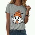 thumbnail image 1 of enyan Shirt Fall Tee Shirt Funny Tee Pumpkin Graphic Cute Ghost Clothes Halloween T-Shirts Ladies Halloween Shirts Light Gray,XXL, 1 of 6