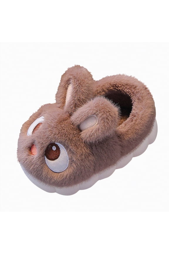 Slippers Girls Boys Fuzzy House Slippers Warm Memory Foam House Shoes Soft Plush Bedroom Slippers Slides Indoor Outdoor Kids Slippers Coffee,Size 13