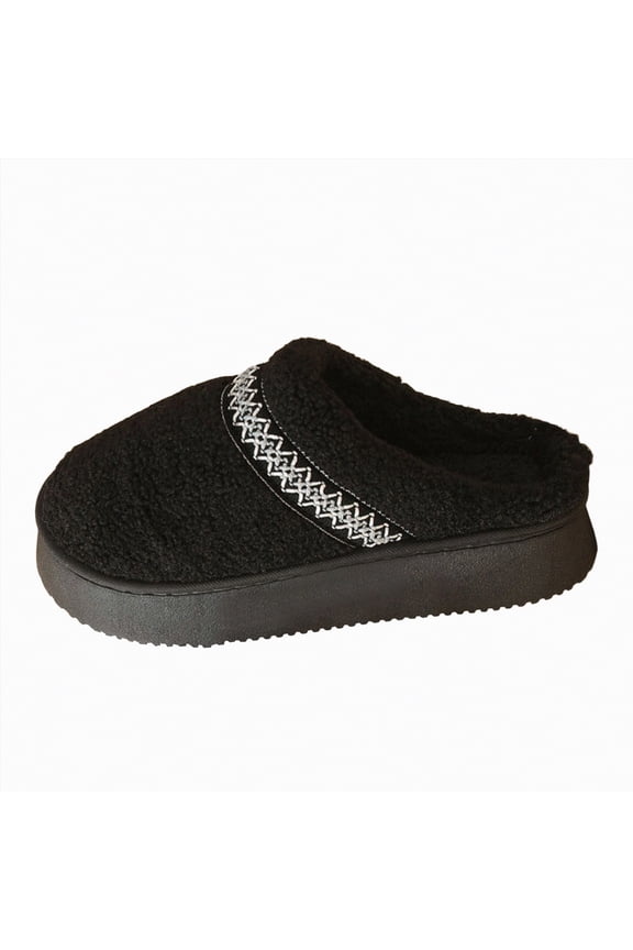 Slippers Slippers for Women - Soft Plush Retro Slip-on Comfortable Indoor/Outdoor Shoes Black Size 8
