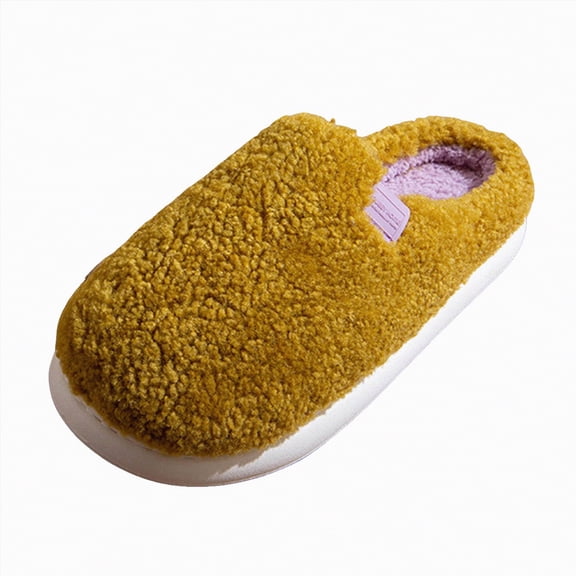 enyan Slippers Women Women's Suede Slipper, Flat Slip On House Shoes with Faux Lining Indoor Outdoor Short Mini Boots Yellow Size 7.5-8