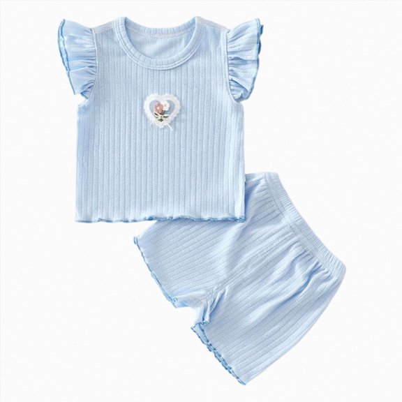 enyan Summer Clothes for Toddler Baby Girl 3 6 12 18 Months 2T 3T 4T 5T Girls Outfits Cute Dinosaur Tank Tops+Shorts Outfits Lightweight Elastic Cotton Short Sets(Blue,18-24 Months)