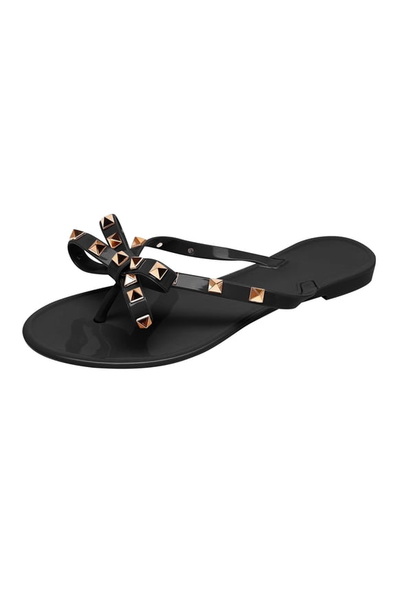 Summer Shoes for Women Women Footwear- Lightweight and Memory Foam Insole Sandals for Women 2026 - Durable Non-Slip Beach Essentials Flats for Women Sandals,Black,Size 7.5