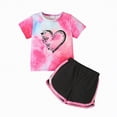 thumbnail image 1 of enyan Summer Toddler Girl Clothes Girl Clothes Toddler Baby Girl Summer Clothes Short Sleeves T-Shirt Tops + Shorts Cute Outfits Set,Hot Pink,4-5 Years, 1 of 7