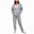 thumbnail image 1 of enyan Sweat Suit Women Womens 2 Piece Outfits Lounge Hoodie Sweatsuit Sets Fall Fashion Clothes Airport Travel Pants Tracksuits Light Gray,XXL, 1 of 5