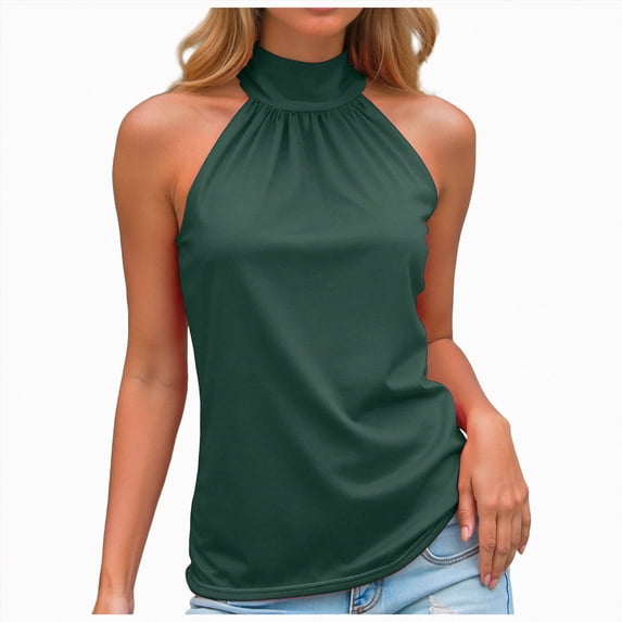enyan Sweater Vest Women,Womens Tank Tops Eyelet Loose Casual Summer Tops Crew Neck Basic Sleeveless Shirts Trendy 2026,Dark Green,S