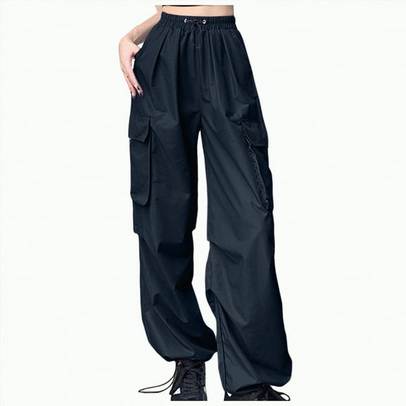enyan Sweatpant for Women Womens Cargo Pants with Pockets Quick Dry Hiking Pants Lightweight Water-Resistant Baggy Joggers Black,Black