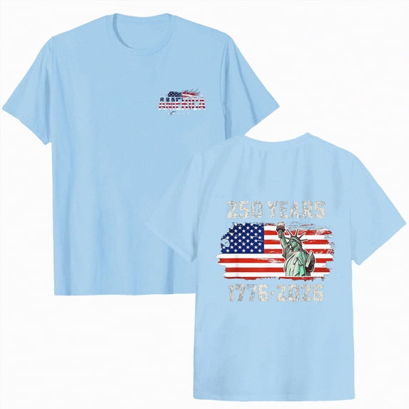 enyan T Shirts For Women 250th Anniversary American Flag Shirt, 250 Years America Shirts for Wo Man,Sky Blue,M