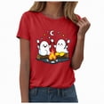 thumbnail image 1 of enyan Tee Pumpkin Graphic Cute Ghost Tops Tee Fall Short Sleeve Tops Oversized Tshirts Teen Aesthetic Clothing Halloween Shirts Women Red,XXL, 1 of 7