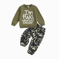 thumbnail image 1 of enyan Toddler Baby Boy 2nd Birthday Outfit Letter Print Long Sleeve Sweatshirt Elastic Camouflage Pants Fall Clothes Set White,4-5 Years, 1 of 4