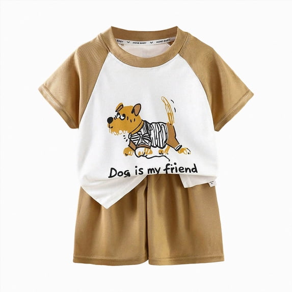 enyan Toddler Baby Boy Clothes For 2t 3t Boys Cute Summer Short Sleeve T Shirt Tops Shorts Clothes Sets Baby Boy Outfits Boys Baby Clothes Khaki,18-24 Months