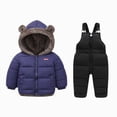 thumbnail image 1 of enyan Toddler Baby Coat Bear Hooded Winter Jacket Fleece Snowsuit Windproof Outerwear for Infant Boy Girl Blue，4-5 Years, 1 of 7