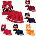 thumbnail image 1 of enyan Toddler Baby Girl Cheerleader Outfit Shirt Tops Skirt Set Cheer Cheerleading Outfit Uniform Clothes Toddler Baby Girl Halloween Outfit (Red,12-18 Months), 1 of 7