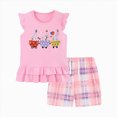 thumbnail image 1 of enyan Toddler Baby Girls Summer Clothes Smocked Short Sleeve T-Shirt Tops Ruffled Short Sets Cute Outfits 2Pcs,Pink,3-4 Years, 1 of 7