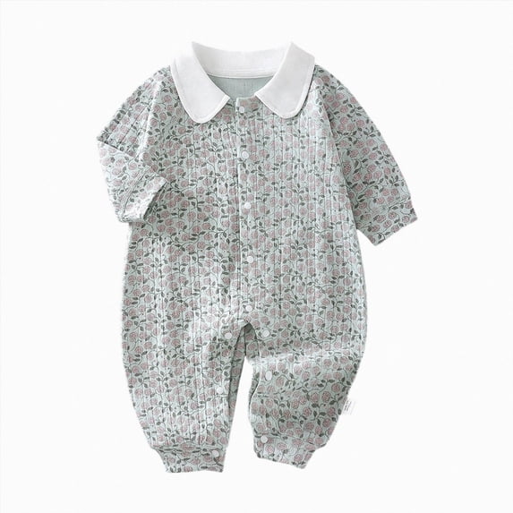 enyan Toddler Baby Unisex Cotton Pajamas Cute Cartoon Print Crewneck Coveralls Jumpsuit PJS Fall Winter Outfits(Light Gray,12-18 Months)