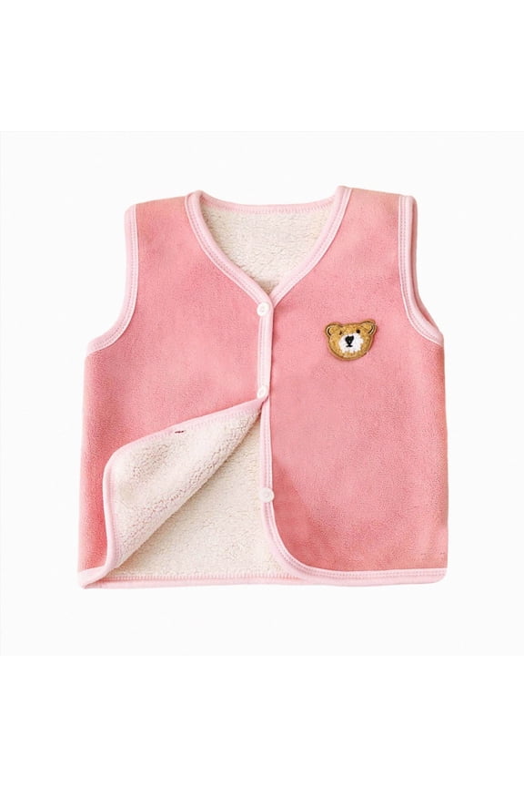 Toddler Baby Vest for Girls&Boys, Cotton Reversible Vest Coat for Spring & Autumn(Red,6-12 Months)