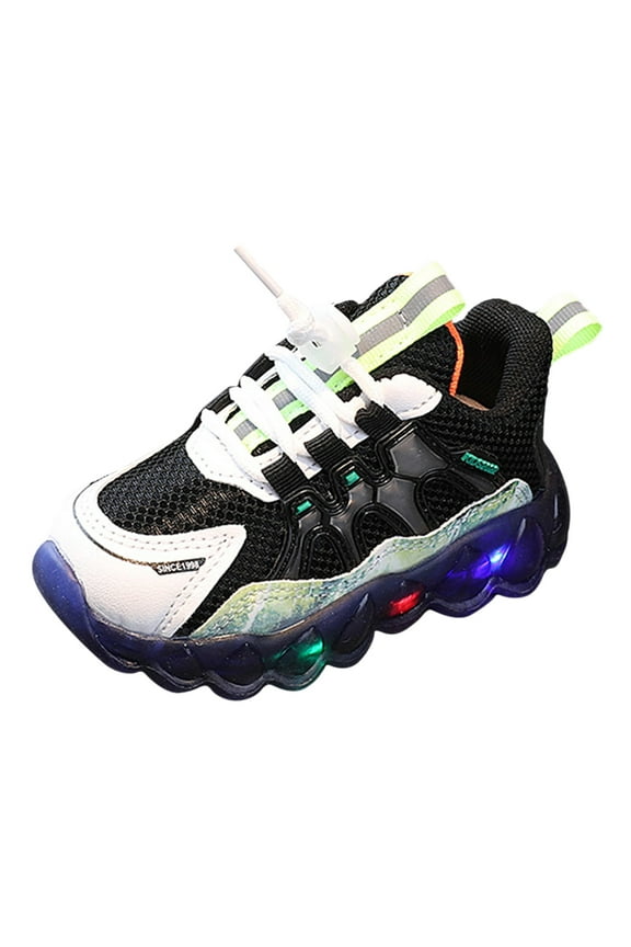 Toddler Boy Dress Shoes Kids Sneakers Children Kids Girls Boys Light Luminous Shoes Sport Shoes Baby Running(Green,8.5)
