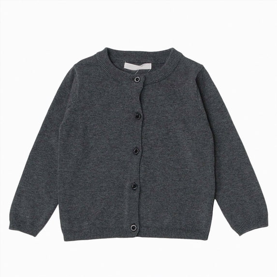 enyan Toddler Boys Girls Cardigan Sweater Long Sleeve Button Knit Solid School Uniforms Back to School Clothes(Dark Gray,2-3 Years)