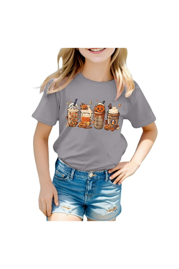 Toddler Boys Girls Ghost Graphic Shirt Halloween Shirts for Kids Tops Fashion(Grey,4-5 Years)