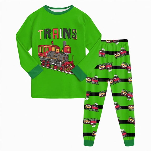 enyan Toddler Boys Pajamas Monster Truck Cotton Kids Dinosaur 2 Piece Planets Pjs Sleepwear Boys Clothes Green,7-8 Years