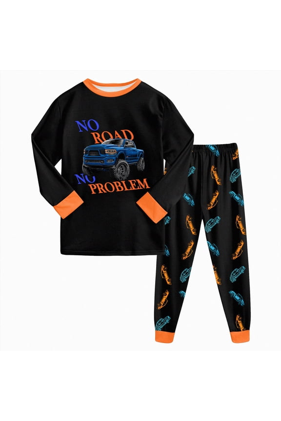 Toddler Boys Pajamas Monster Truck Cotton Kids Dinosaur 2 Piece Planets Pjs Sleepwear Toddler Boy Outfit Orange,2-3 Years