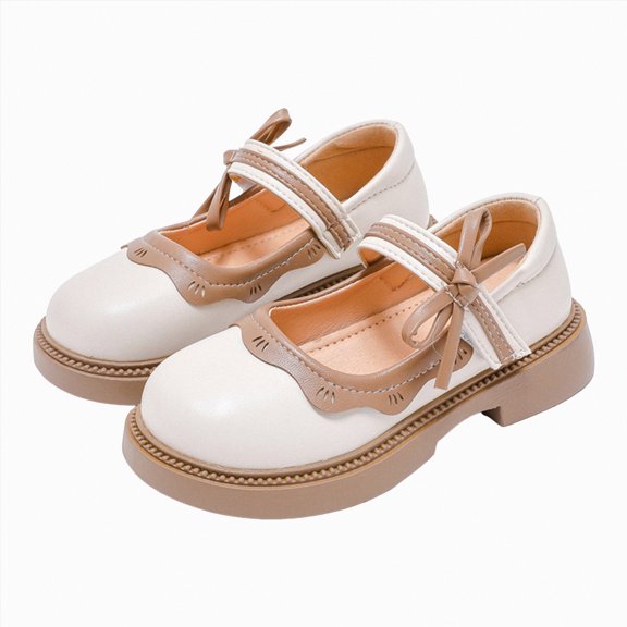 enyan Toddler Dress Shoes Little Big Girl's Adorable Sparkle Princess Party Girls Dress Shoes,Beige,Size 6.5