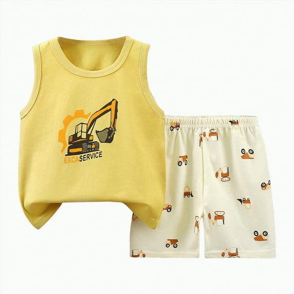 enyan Toddler Fall Clothes Boy Summer Clothes Mamas Boy Embroidery T-shirt Top Elastic Waist Short Set Newborn Infant Boy Outfits,Yellow,5-6 Years
