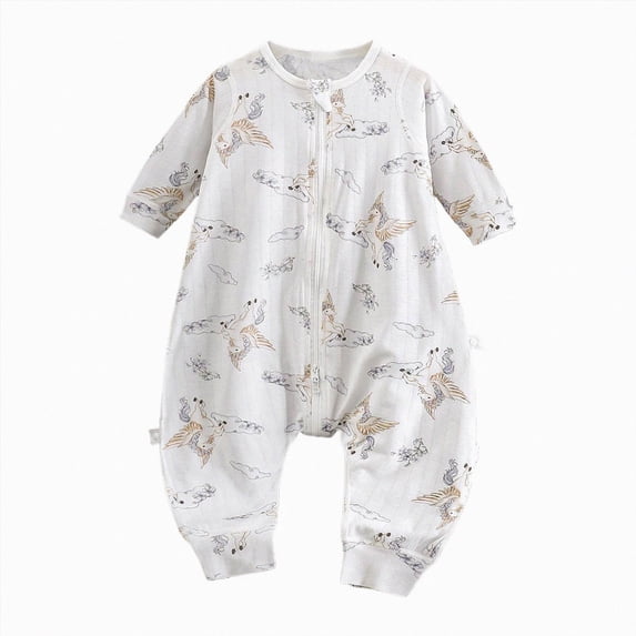 enyan Toddler Fall Winter Pajamas Soft Organic Cotton 9M 12M 2T 3T 4T 5T Footless Long Sleeve PJS Sleepwear Romper(Light Purple,4-5 Years)