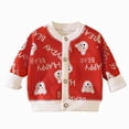 thumbnail image 1 of enyan Toddler Fall Winter Sweater Cartoon Print Cotton Cardigan Knit Sweatshirt Little Boys Girls Warm Clothes（Red,3-4 Years）, 1 of 4