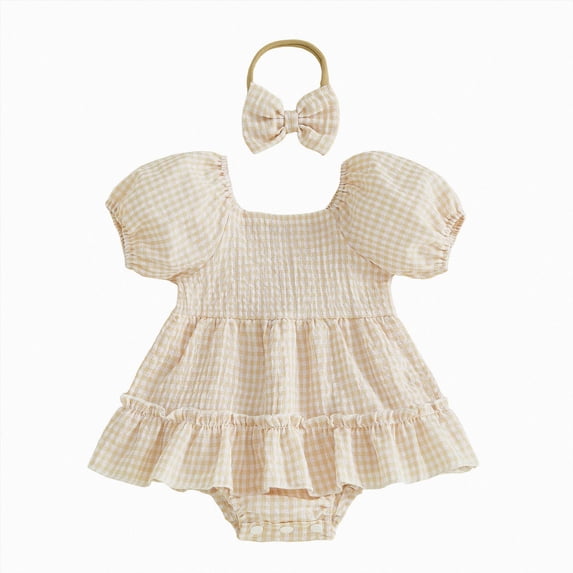 enyan Toddler Girl Back to School Clothes Preschool Romper Dress/Tutu Dresses Lace Sister Matching Outfit(Yellow,0-3 Months)