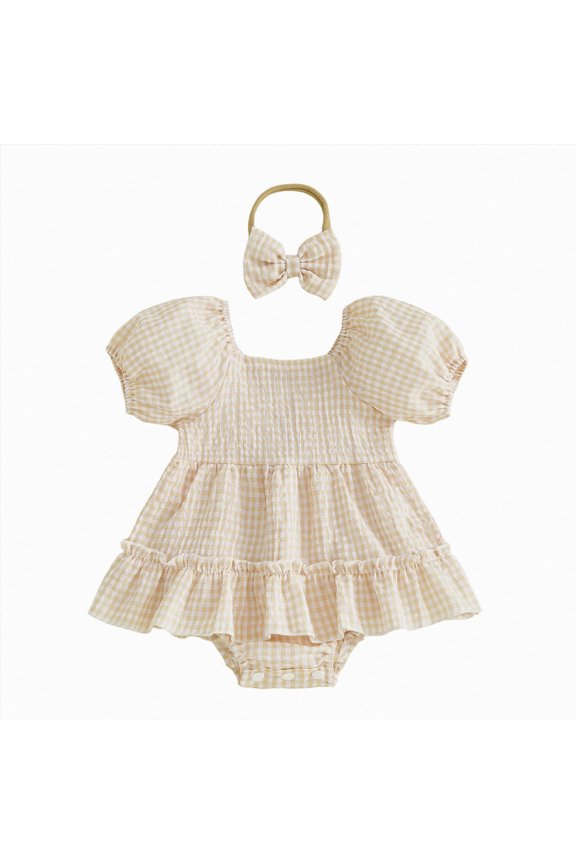 Toddler Girl Back to School Clothes Preschool Romper Dress/Tutu Dresses Lace Sister Matching Outfit(Yellow,0-3 Months)