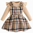 thumbnail image 1 of enyan Toddler Girl Fall Outfits Peter Pan Collar Long Sleeve Shirt Suspender Skirt Set Little Girl Overall Dress Beige，12-18 Months, 1 of 7