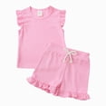 thumbnail image 1 of enyan Toddler Girl Summer Short Sets Sleeveless Graphic Print Tank Top + Cotton Shorts 2Pcs (Pink,4-5 Years), 1 of 7